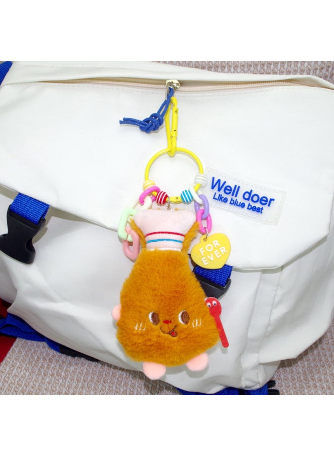 Cartoon Fries Doll Simulation Hamburger Couple Plush Keychain Hot Dog Chicken Leg Small Doll Stall Student Hanging Decoration-Color:Chicken Legs Plus Color Hanging Chain - Image 1