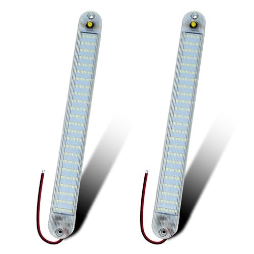 GZ5CG 12V Led Interior Light Bar 2 Packs 72Led 6500K White with ONOff Switch 11Inch 12V 24V for Enclosed Cargo Trailer RV Van Truck Lorry Camper Caravan Motorhome 2Pcs - Image 1