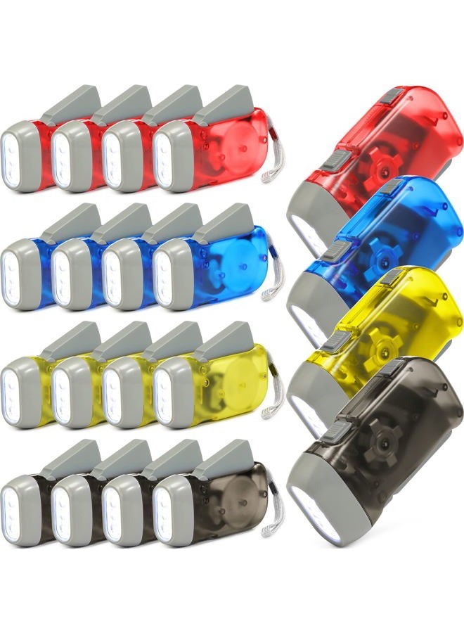 Mudder 24 Pieces Hand Crank Flashlight with LED Self Powered Charging Torch Dynamo for Camping Emergency(Yellow, Red, Grey, Blue) - Image 1