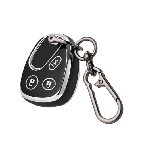 CHATYYD Key fob Cover for Chevy with KeychainSoft TPU Car Key Cover Case for Chevrolet Silverado Avalanche Suburban Trailblazer Equinox Malibu Tahoe Buick 20022007 Black - Image 1