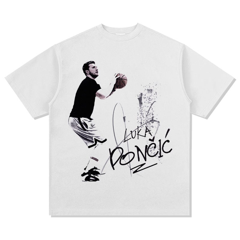 Doncic Luka Doncic Printed Short-Sleeved T-Shirt Heavyweight Long-Sleeved Crew Neck Hooded Sweatshirt Pure Cotton Long-Sleeved T-Shirt For Men - Image 1