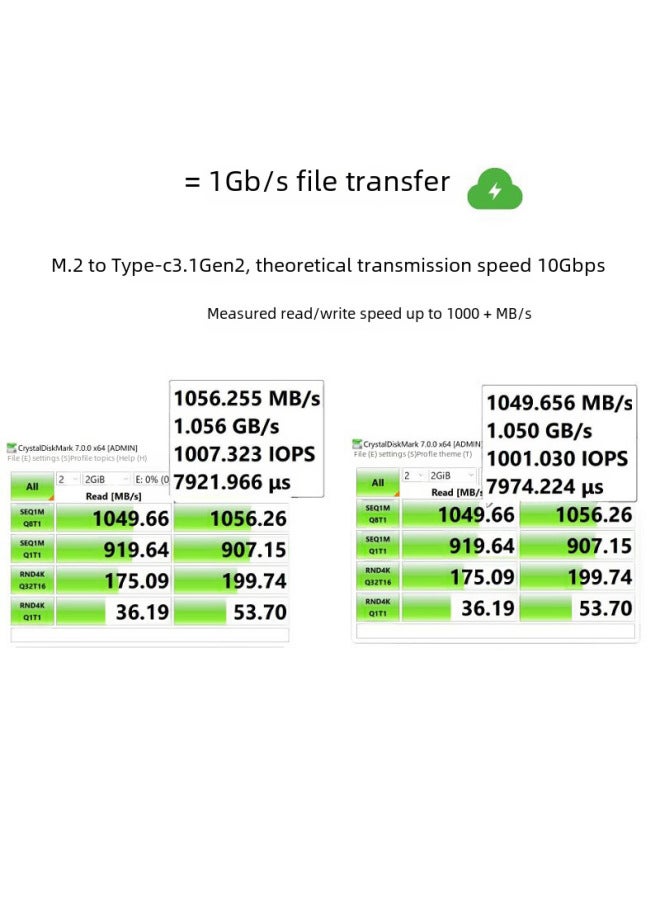 Niuben Smart M.2 NVMe Mobile Solid State Hard Disk Box 9210b Dual Protocol 10Gbps Aluminum Alloy Good Heat Dissipation-Color:[RTL9210B Double Agreement 10G] With Double Line  - Image 4