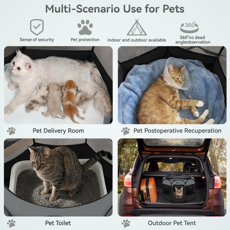 Siedihit Dark Grey Dog Cat Playpen, Puppy Pet Playpen, Small Dogs Tent Crates Cage Indoor/Outdoor, Portable Pop Up Dog Kennel Playpen with Carrying Case for Dogs/Cats/Rabbits - Image 3