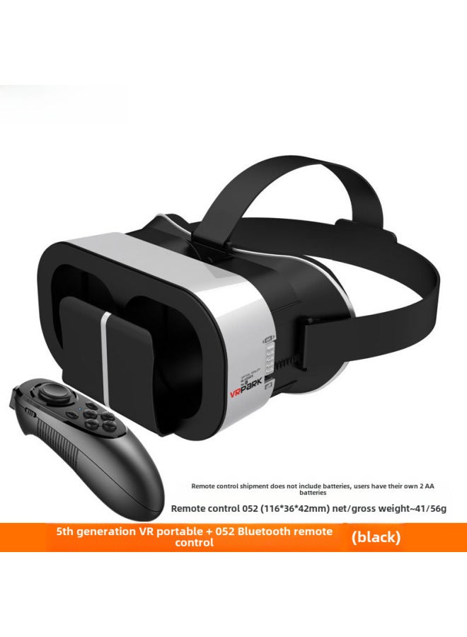 3D Glasses VR Virtual Reality Glasses Head-mounted Digital Glasses V5-Color:V5 +052 Black Remote Control
