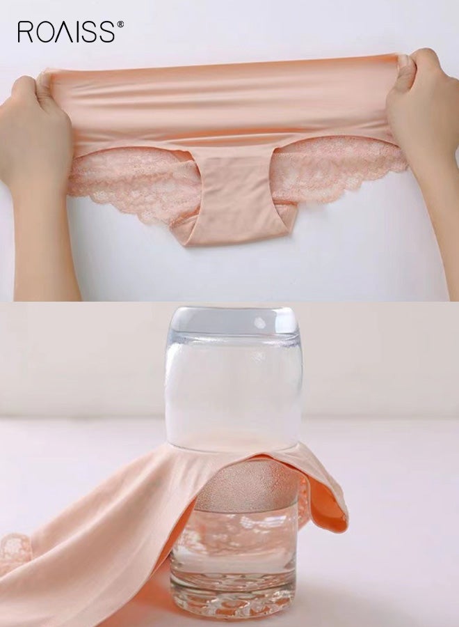 رويس ملابس داخلية نسائية بدون خياطة من قطعتين، ملابس داخلية نسائية قصيرة من الدانتيل بدون إظهار، خصر متوسط من القطن الخالص، مقاس كبير، ملابس داخلية نسائية قابلة للتنفس - Image 4