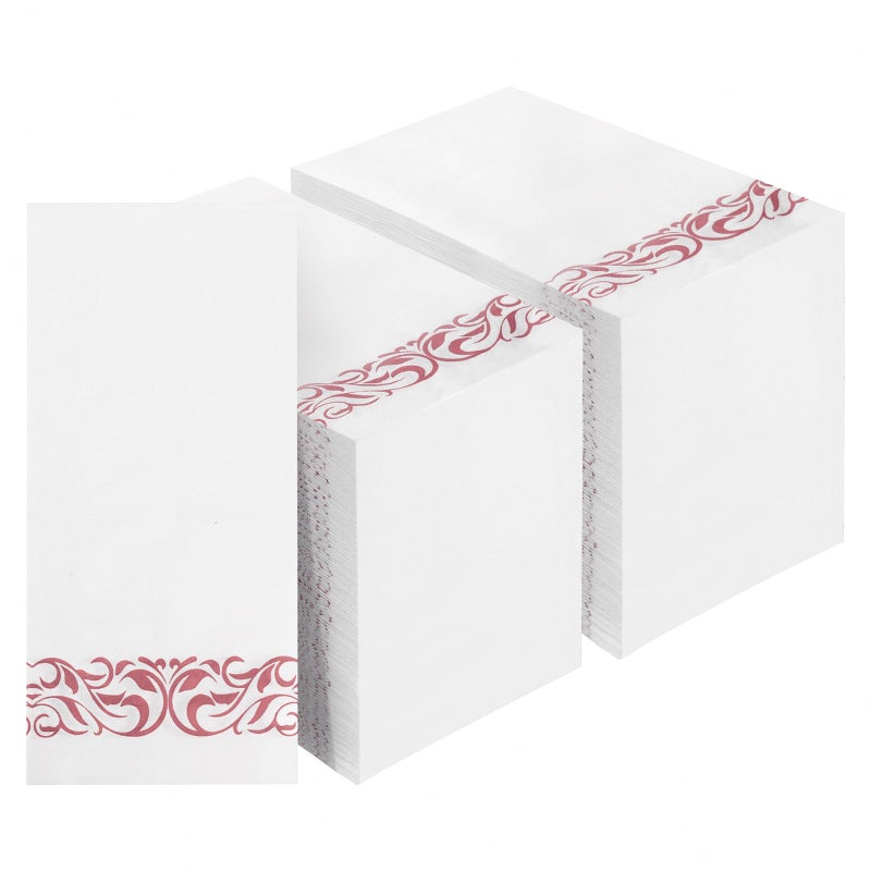 BESTVIP 200 Pack Disposable Paper Napkins  3-Ply Dinner Napkins with Rose Gold Trim  Soft Bathroom Napkins for Guests  Absorbent Party Napkins Wedding Napkins for Dinners  Kitchen or Events - Image 1