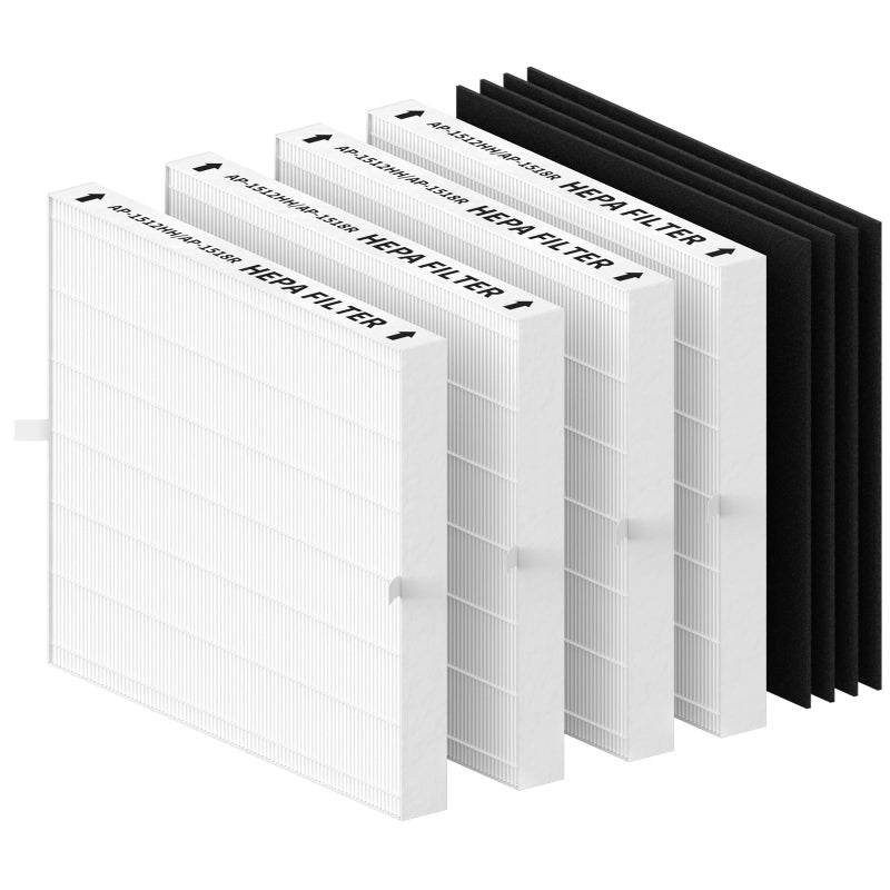 4 Pack AP1512HH Replacement Filter Set for Coway Airmega AP1512HH and and Airmega 200M air Purifier Compared to Part 3304899 4 True HEPA  4 Carbon Filters
