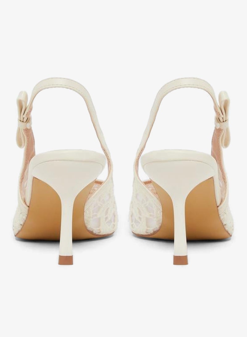 Styli Women White Lace Slingback Shoes - Image 4