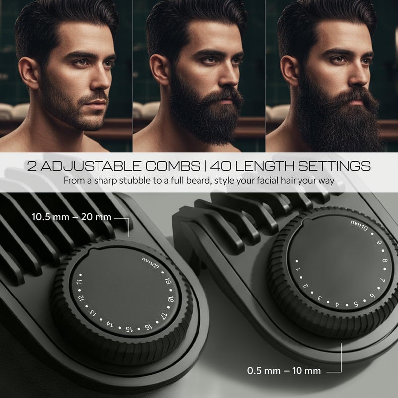 Zlade Jaws Blitz Rechargeable All-Purpose Beard Trimmer | 40 Length Settings | 3 Interchangeable Heads - Image 3