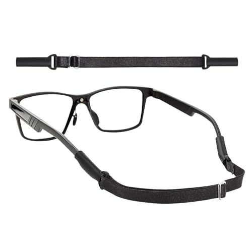 AEC Adjustable Glasses Straps No Tail Holders Around Neck Retainers - Sunglasses Strechable Straps Lanyard for Men Women & Kids (10IN, Black, Pack Of 1) - Image 1