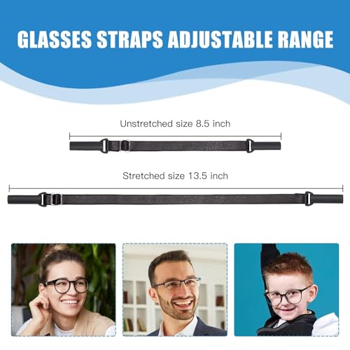 AEC Adjustable Glasses Straps No Tail Holders Around Neck Retainers - Sunglasses Strechable Straps Lanyard for Men Women & Kids (10IN, Black, Pack Of 1) - Image 2