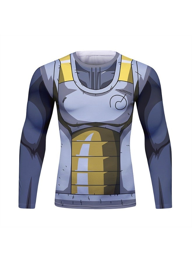 Gym Compression Shirt Men Anime GOKU Cosplay Costume T-Shirt Quick Dry Long Sleeve Fitness Bodybuilding Workout Sport Shirts - Image 1
