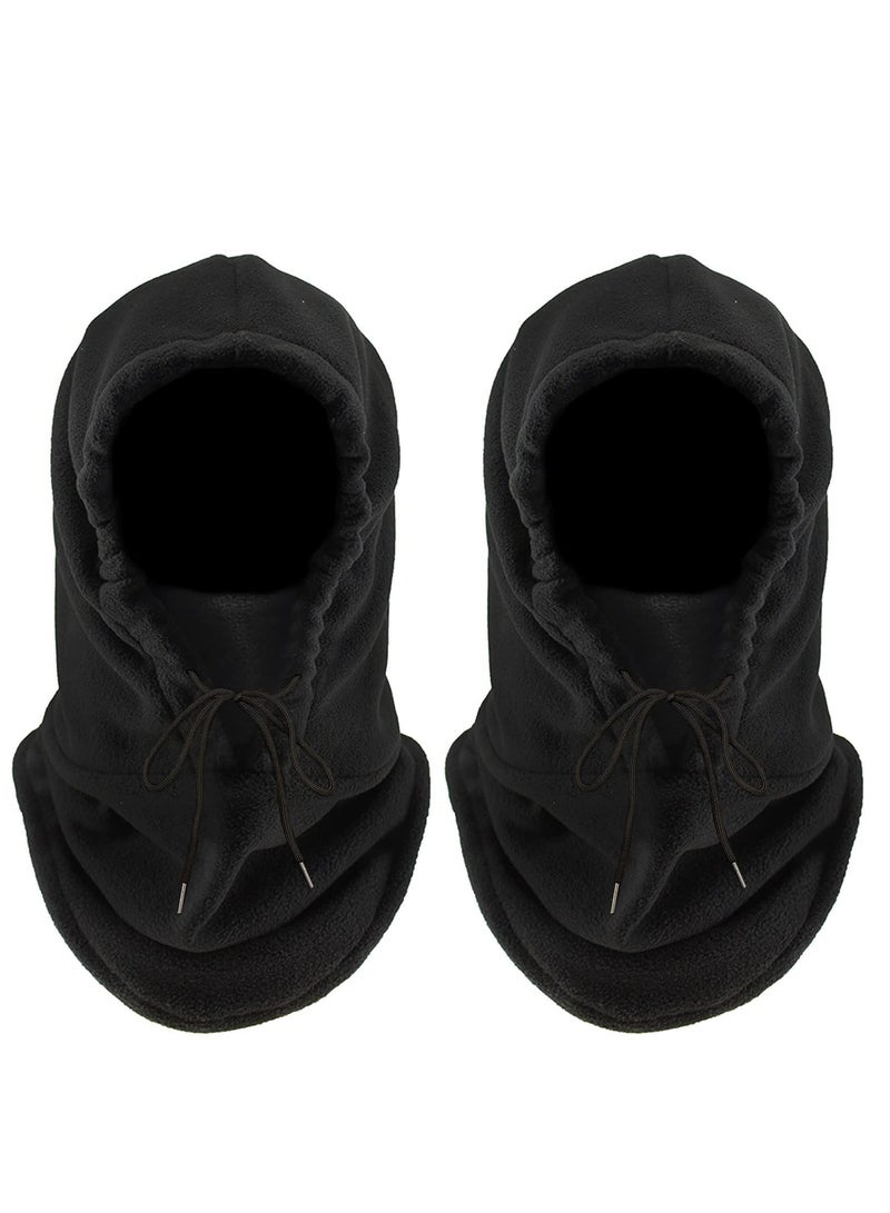 Excefore Windproof Skimask, 2 Pcs Balaclava, Mask Hood Hat, Black Thermal Fleece Face Masks, Hat Snood, Neck Warmer, Ski Face Scarf Snood Thermal for Men Women, One Size, for Moto Ski Cycling - Image 1