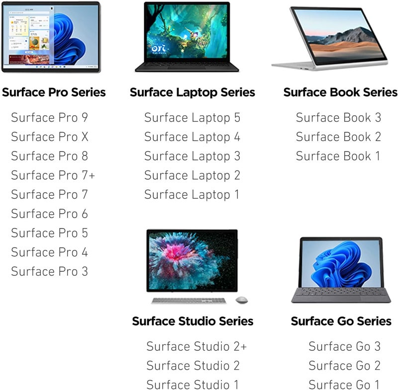 قلم ستايلس لـ Surface Pro 11/10/9/8/X/7+/7/6/5/4/3/Surface 3، Surface Go 4/3/2/1، Surface Laptop/Studio/Book 5/4/3/2/1 مع رفض راحة اليد، 1024 مستوى ضغط، 2500 ساعة عمل - Image 2