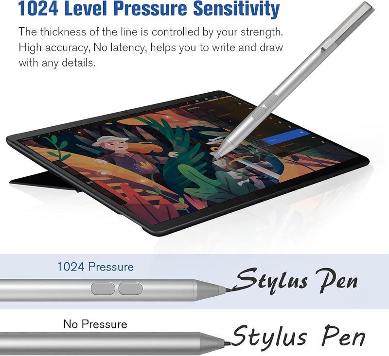 قلم ستايلس لـ Surface Pro 11/10/9/8/X/7+/7/6/5/4/3/Surface 3، Surface Go 4/3/2/1، Surface Laptop/Studio/Book 5/4/3/2/1 مع رفض راحة اليد، 1024 مستوى ضغط، 2500 ساعة عمل - Image 4