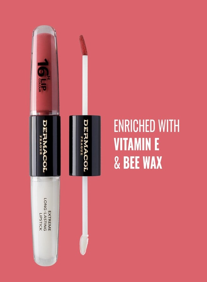 ديرماكول أحمر شفاه ديرماكول الجديد يدوم 16 ساعة، صبغة شفاه لامعة عالية الصبغة، ملمع شفاه ثنائي الطور لتكبير الشفاه، منتجات مكياج شفاه مقاومة للتقبيل بلمسة نهائية مطفية ولامعة، رقم 1 - Image 3