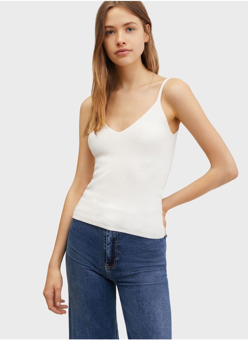 MANGO - Kids Ribbed Knitted Top - Image 1