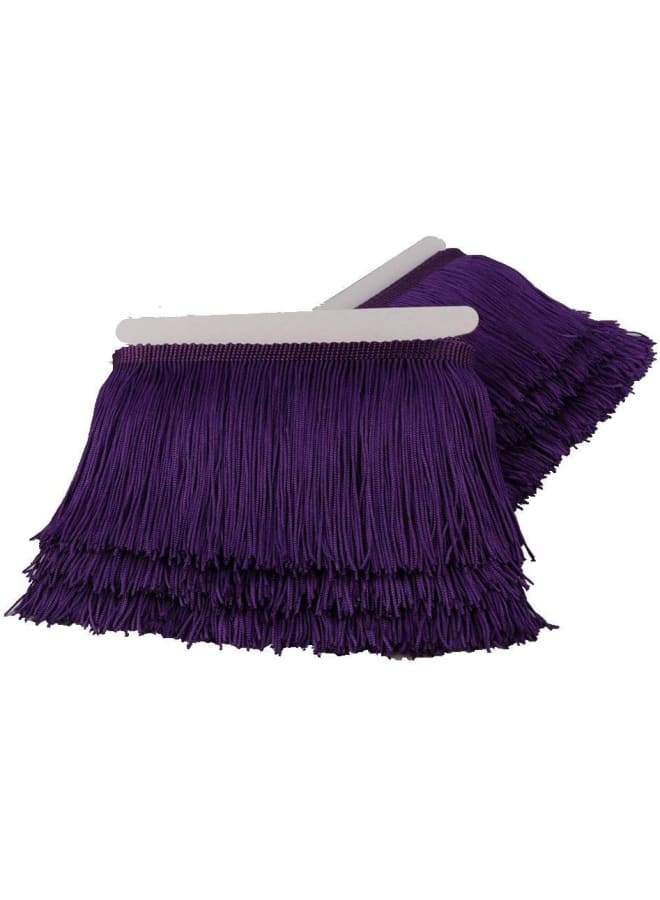 Fringe Trim Lace Polyerter Fibre Tassel 4inch Wide 10 Yards Long for Clothes Accessories Latin Wedding Dress DIY Lamp Shade Decoration Black (Purple) - Image 2