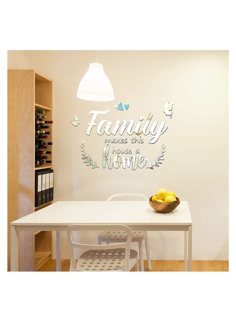SYOSI 3D Acrylic Mirror Decal Wall Decor Stickers Family Letter Quotes Wall Stickers Removable DIY Motivational Family Butterfly Mirror Stickers for Home Living Room Bedroom Office Wall Decorations - Image 5