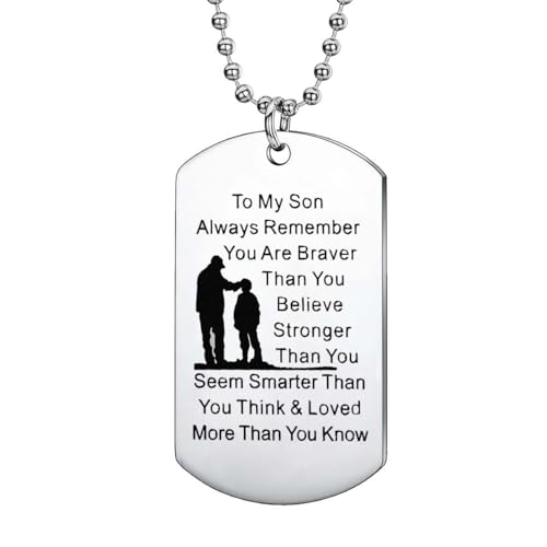 YeeQin Always Remember You Are Braver Than You Believe Father To Son Necklace Gift From Dad - Image 1