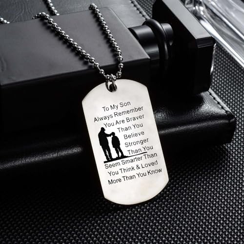 YeeQin Always Remember You Are Braver Than You Believe Father To Son Necklace Gift From Dad - Image 4