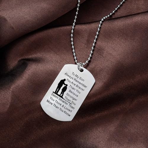 YeeQin Always Remember You Are Braver Than You Believe Father To Son Necklace Gift From Dad - Image 5