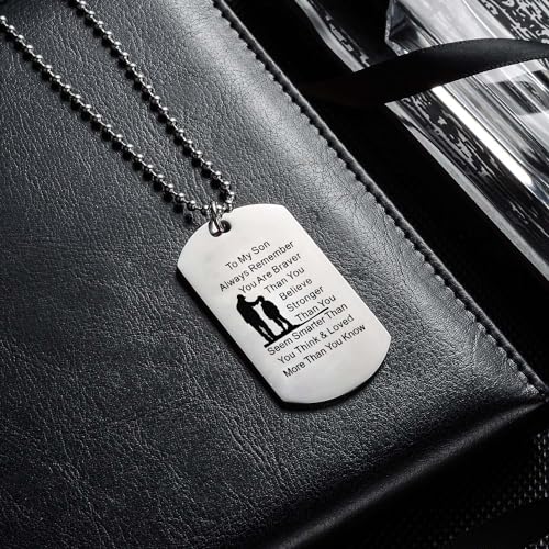 YeeQin Always Remember You Are Braver Than You Believe Father To Son Necklace Gift From Dad - Image 3