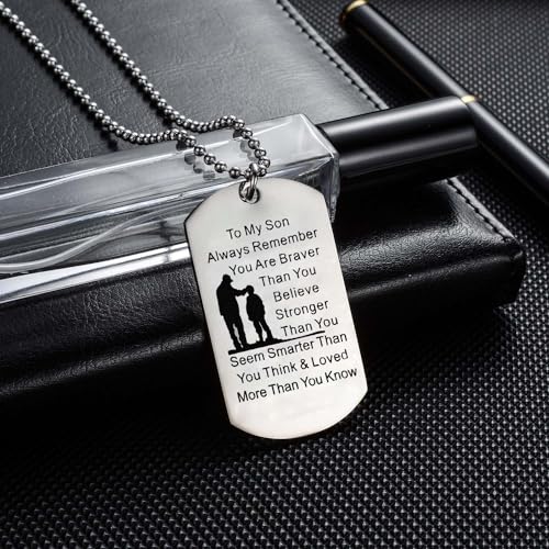 YeeQin Always Remember You Are Braver Than You Believe Father To Son Necklace Gift From Dad - Image 2