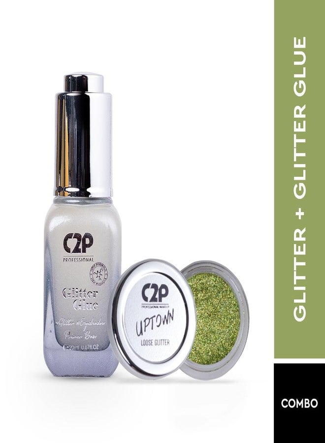 C2P PROFESSIONAL MAKEUP C2P Pro Sparkle Duo Glitter and Glue Kit - Eyeshadow for Eye & Body Makeup | Waterproof, Quick-Drying for Stunning Shimmer Looks (Retro Green 22) - Image 2