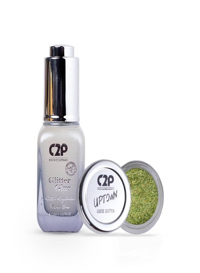 C2P PROFESSIONAL MAKEUP C2P Pro Sparkle Duo Glitter and Glue Kit - Eyeshadow for Eye & Body Makeup | Waterproof, Quick-Drying for Stunning Shimmer Looks (Retro Green 22) - Image 1