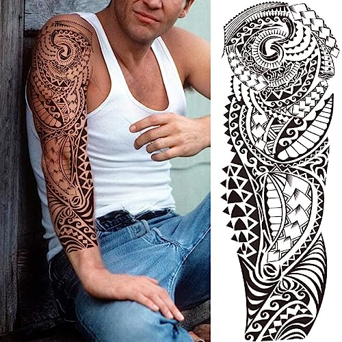MAYCREATE® 40 Sheets Temporary Tattoos Combo for Men Women, Large Sleeve, 3D Arm Band, Lion, Wolf, Skull Designs, Waterproof Stickers for Party, Club, Special Makeup, DIY Crafts, Journaling - Image 4