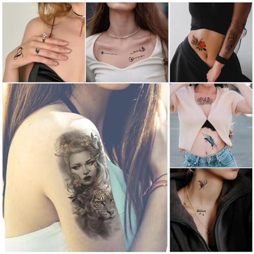 MAYCREATE® 40 Sheets Temporary Tattoos Combo for Men Women, Large Sleeve, 3D Arm Band, Lion, Wolf, Skull Designs, Waterproof Stickers for Party, Club, Special Makeup, DIY Crafts, Journaling - Image 5