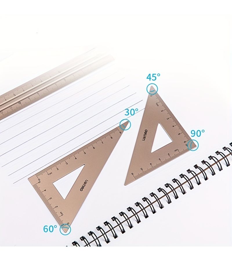 مجموعة أدوات الرسم الهندسي من سبائك النحاس والألومنيوم بمسطرة مقاس 5.91 بوصة ومنقلة ومثلثات لطلاب المدارس - Image 5