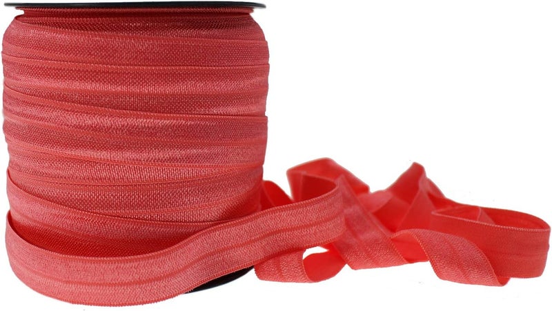 JESEP Watermelon Red Fold Over Elastic 5/8 inch 15mm Elastic Bands for Sewing 40 Yards Wide Elastic Headbands Stretchy Ribbon for Crafts-Elastic Straps Trim for Girls Hair Ties-Bow-DIY Projects-Clothes - Image 2