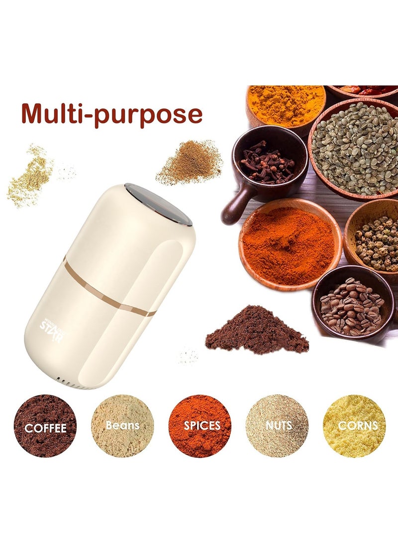 Winning Star Electric Coffee Grinder ST-9713, Spice Grinder with Cleaning Brush, Large 80g Capacity, 150W Powerful Stainless-Steel Grinder for Spices, Coffee Beans, Nuts, and Herbs (Beige) - Image 2