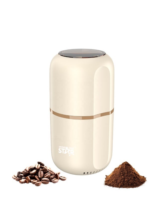 Winning Star Electric Coffee Grinder ST-9713, Spice Grinder with Cleaning Brush, Large 80g Capacity, 150W Powerful Stainless-Steel Grinder for Spices, Coffee Beans, Nuts, and Herbs (Beige) - Image 1