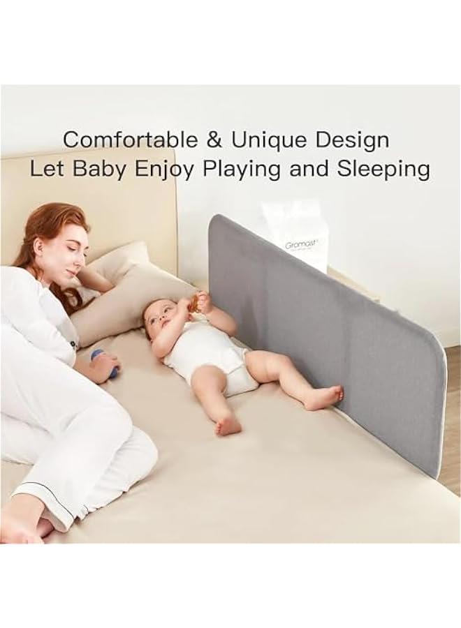 جونيس حاجز سرير قابل للطي للأطفال من سكاي تاتش مقاس 120 سم × 40 سم، قضبان سرير عالمية قابلة للتعديل، سياج واقي لسقوط الطفل، واقي سرير للأطفال مقاس Twin وFull، مقاس Queen وKing، رمادي، عبوة واحدة - Image 2