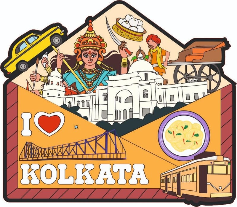 Click n ship I Love Kolkata Fridge Magnet - Multicolor - Image 1