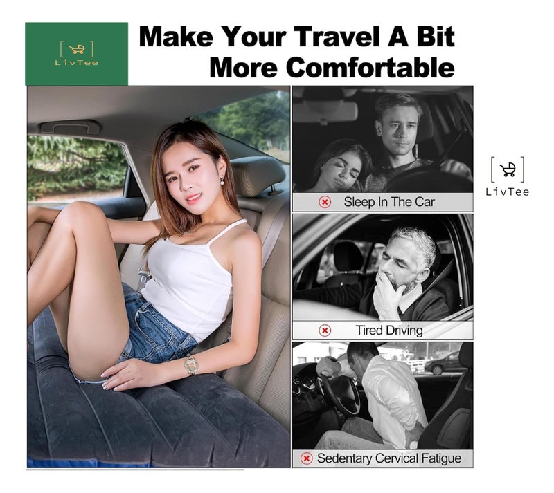 LivTee Premium Car Inflatable Bed with Pump & 2 Air Pillow|Quick Inflatable Back Seat Bed|Car Inflatable Mattress|Car Bed Mattress|Car Bed for Kids (A-Black) - Image 2