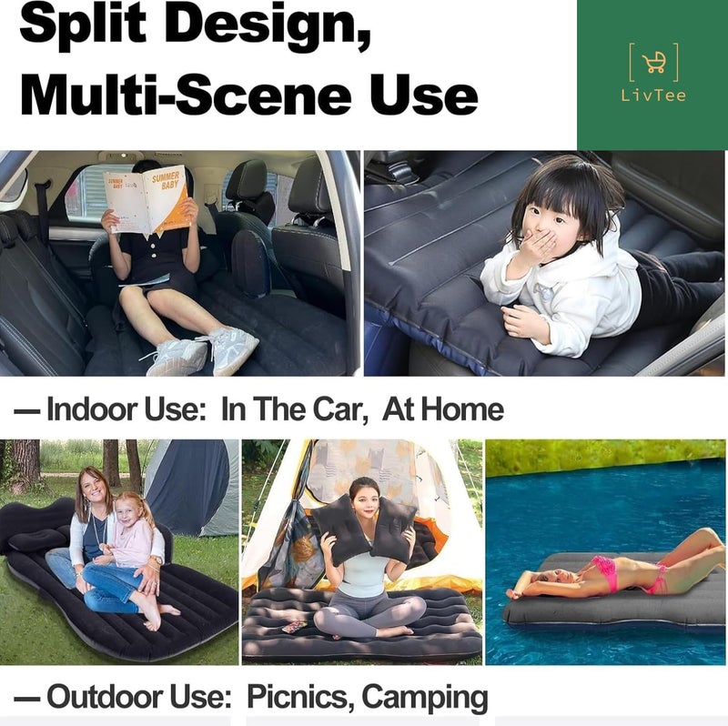 LivTee Premium Car Inflatable Bed with Pump & 2 Air Pillow|Quick Inflatable Back Seat Bed|Car Inflatable Mattress|Car Bed Mattress|Car Bed for Kids (A-Black) - Image 5