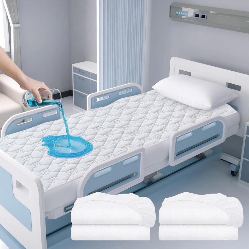VOPHIA 2 Pack Waterproof Hospital Bed Sheet Mattress Cover Protector 36" x 80" x 12" Hospital Grade Incontinence Protection, Soft Breathable Fabric for Elderly, Adults Machine Washable (White, 36 * 80inch) - Image 1