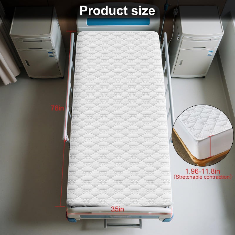 VOPHIA 2 Pack Waterproof Hospital Bed Sheet Mattress Cover Protector 36" x 80" x 12" Hospital Grade Incontinence Protection, Soft Breathable Fabric for Elderly, Adults Machine Washable (White, 36 * 80inch) - Image 2