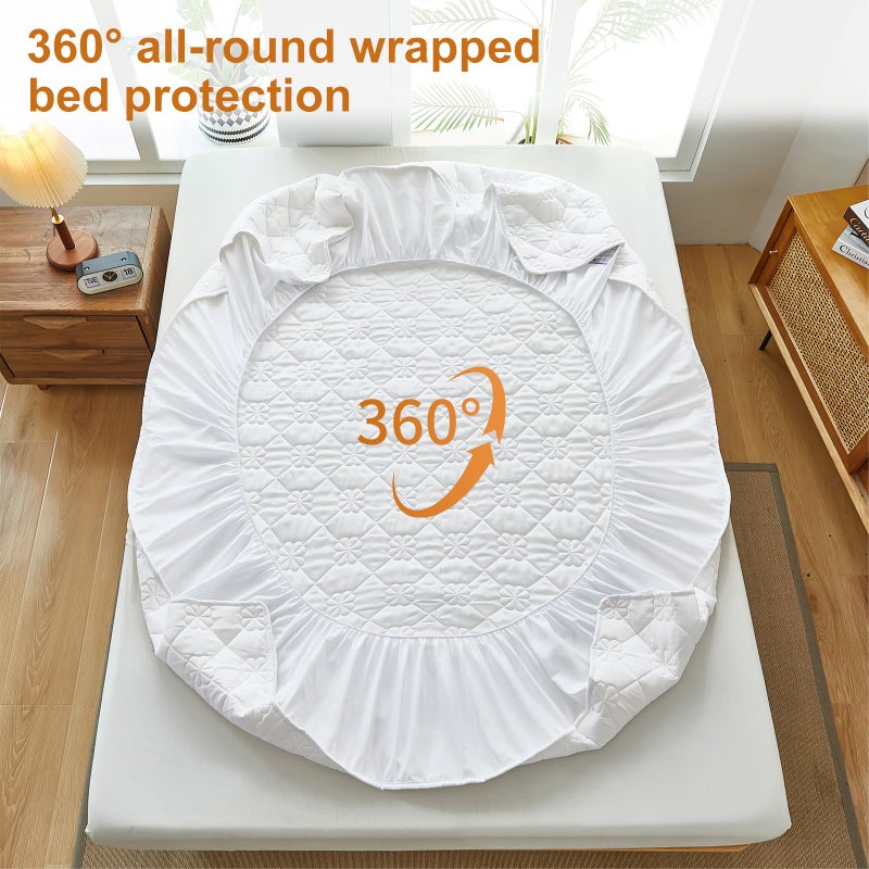 VOPHIA 2 Pack Waterproof Hospital Bed Sheet Mattress Cover Protector 36" x 80" x 12" Hospital Grade Incontinence Protection, Soft Breathable Fabric for Elderly, Adults Machine Washable (White, 36 * 80inch) - Image 4
