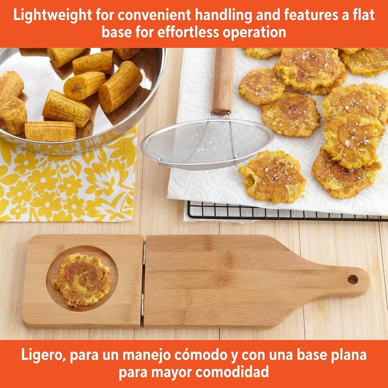 IMUSA USA Traditional Small Bamboo Tostonera Plantain Masher - Image 4