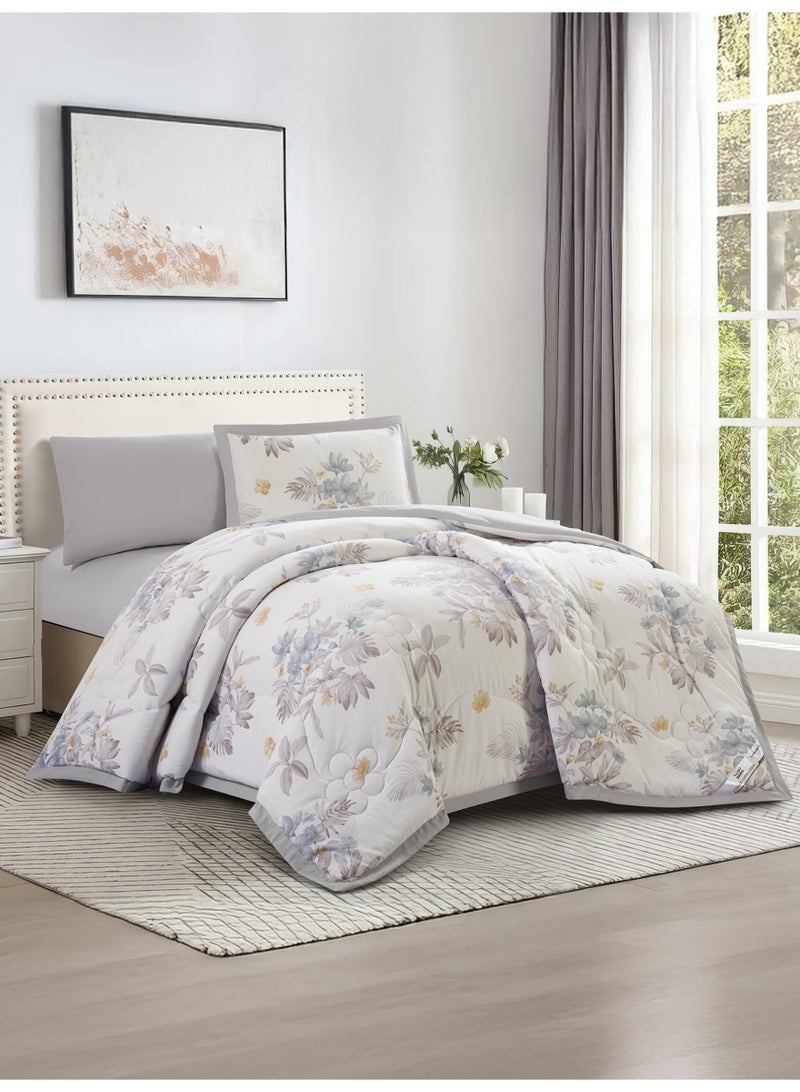 Doona Bedding Comforter Set, Fits 140x200 cm Single Size Bed – 4 Pcs Reversible Printed Design – 350 GSM All-Season Comforter – Premium Brushed Microfiber - Image 1