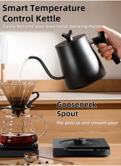 nihao Multifunctional Gooseneck Kettle V60 Coffee Kettle , Electric Kettle , Coffee Pot and Tea Pot , 1000ML , 1000W Power Knob Temperature Adjustment with DigiTemperature Automatic Insulation , 304 Stainless Steel Material , Suitable for Home and Office - Black  - Image 3
