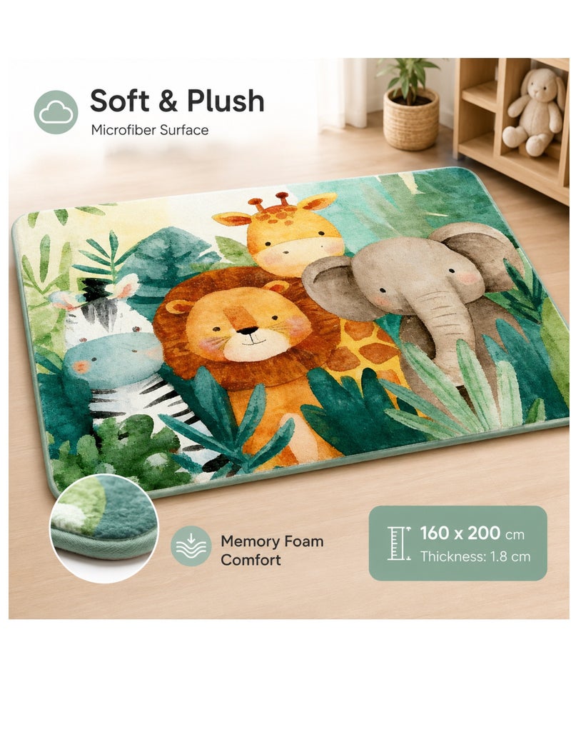 Factory Price Wild Animals Cushion Play Mat Rug – Soft Padded Carpet with Non-Slip Backing, 160 x 200 cm - Image 3