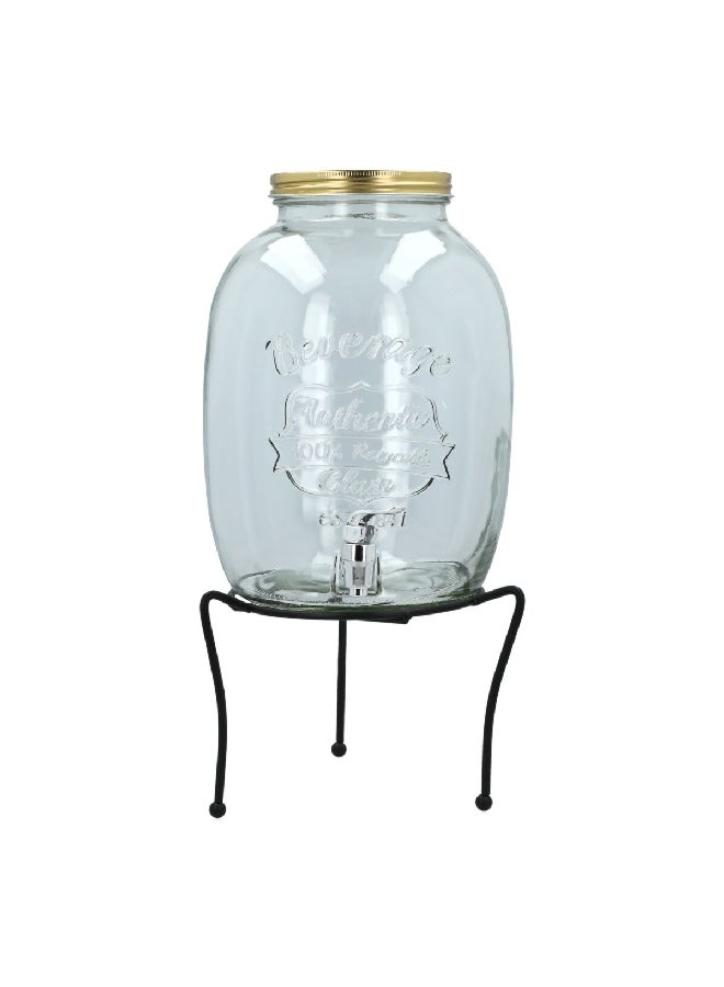 Bien Servi 2-Piece Elegant Glass Dispenser with Iron Stand Clear and Black 6420 - Image 2