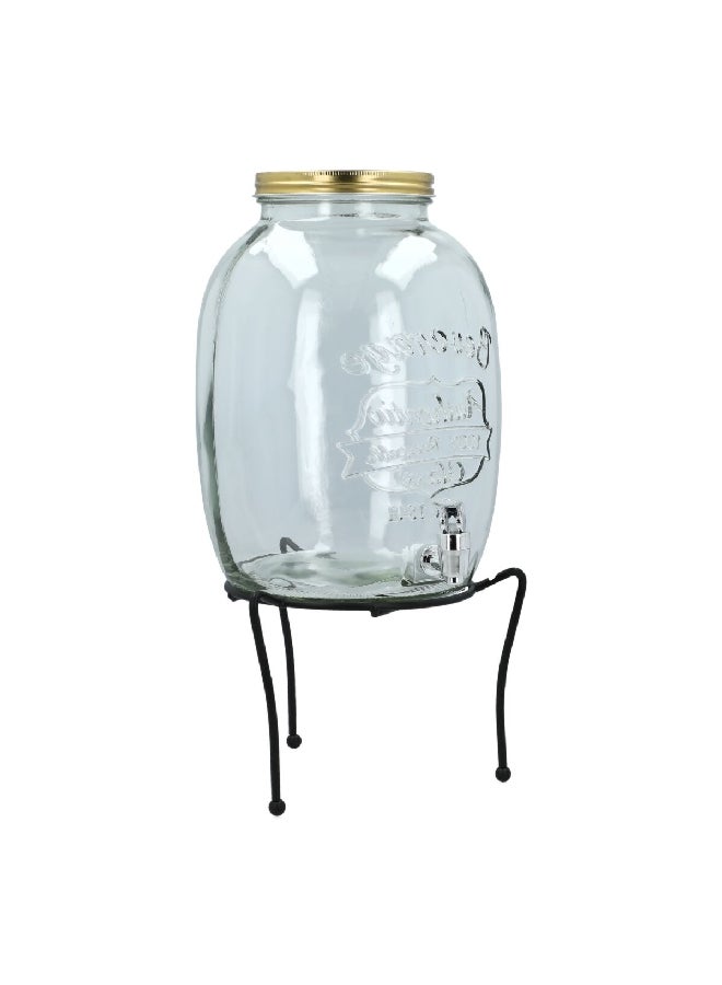 Bien Servi 2-Piece Elegant Glass Dispenser with Iron Stand Clear and Black 6420 - Image 4