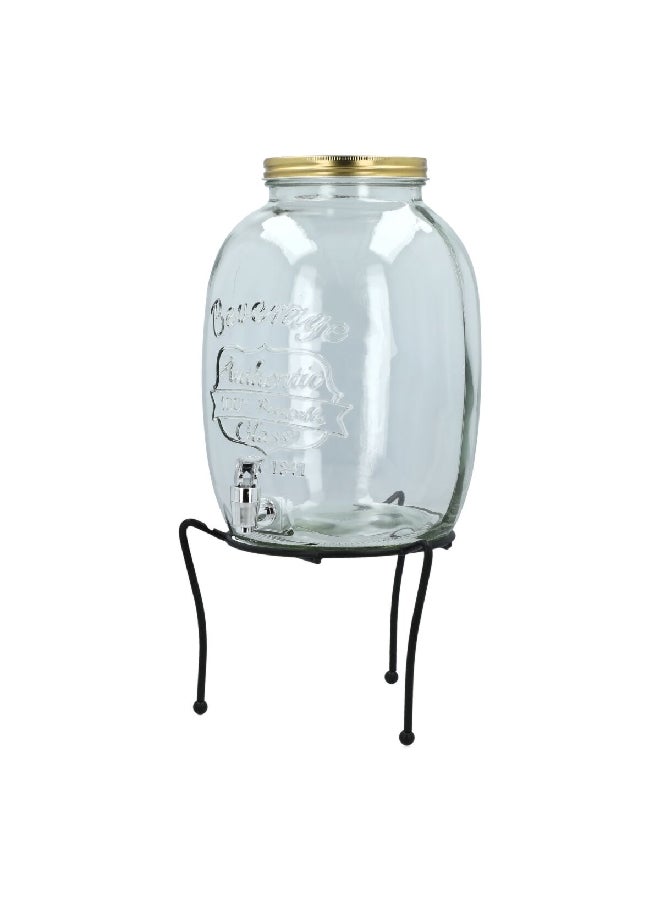 Bien Servi 2-Piece Elegant Glass Dispenser with Iron Stand Clear and Black 6420 - Image 3